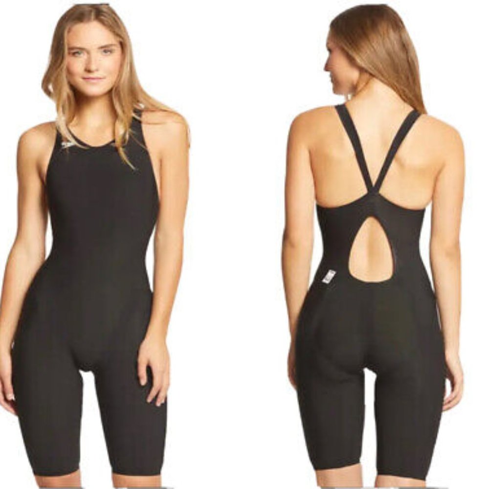 Speedo Competition Swimsuit Size 24 Power Plus Prime Kneeskin Black New With Tag